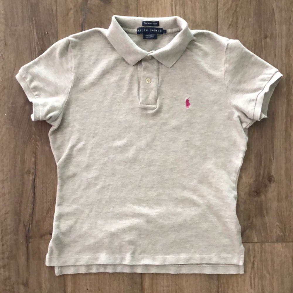 Ralph Lauren Cream Polo Tee with Pink Pony